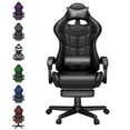 thumbnail image 1 of Soontrans Black Gaming Chair with Footrest, High Back Computer Chair with Massage Lumbar Pillow & Headrest, Ergonomic Leather Game Gamer Chairs, Black, 1 of 10