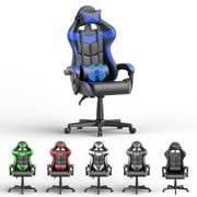 Soontrans Blue Gaming Chairs with Massage, Ergonomic Computer Gamer Chair for Adults Kids, Game Chair with Adjustable Headrest and Lumbar Support (Blue)