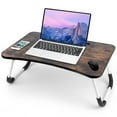 thumbnail image 1 of SOONTRANS Laptop Desk for Bed, Lap Desk Foldable Breakfast Bed Tray Table, Stand Reading Desk Tray with Slots/Cup Holder Table(Brown), 1 of 7