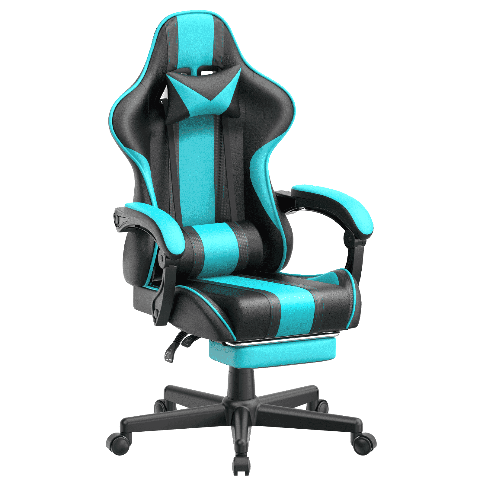 Soontrans Gaming Chair with Footrest Ergonomic Office Chair with Massage Lumbar Pillow, Reclining Gamer Game Chair for Adults, Blue