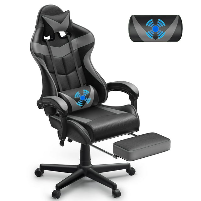 Soontrans Gaming Chair with Footrest and Ergonomic Massage Lumbar