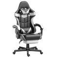 thumbnail image 1 of Soontrans Gaming Office Chair with Footrest, Ergonomic Leather Massage Game Chair with Lumbar Support & Headrest, White, 1 of 9