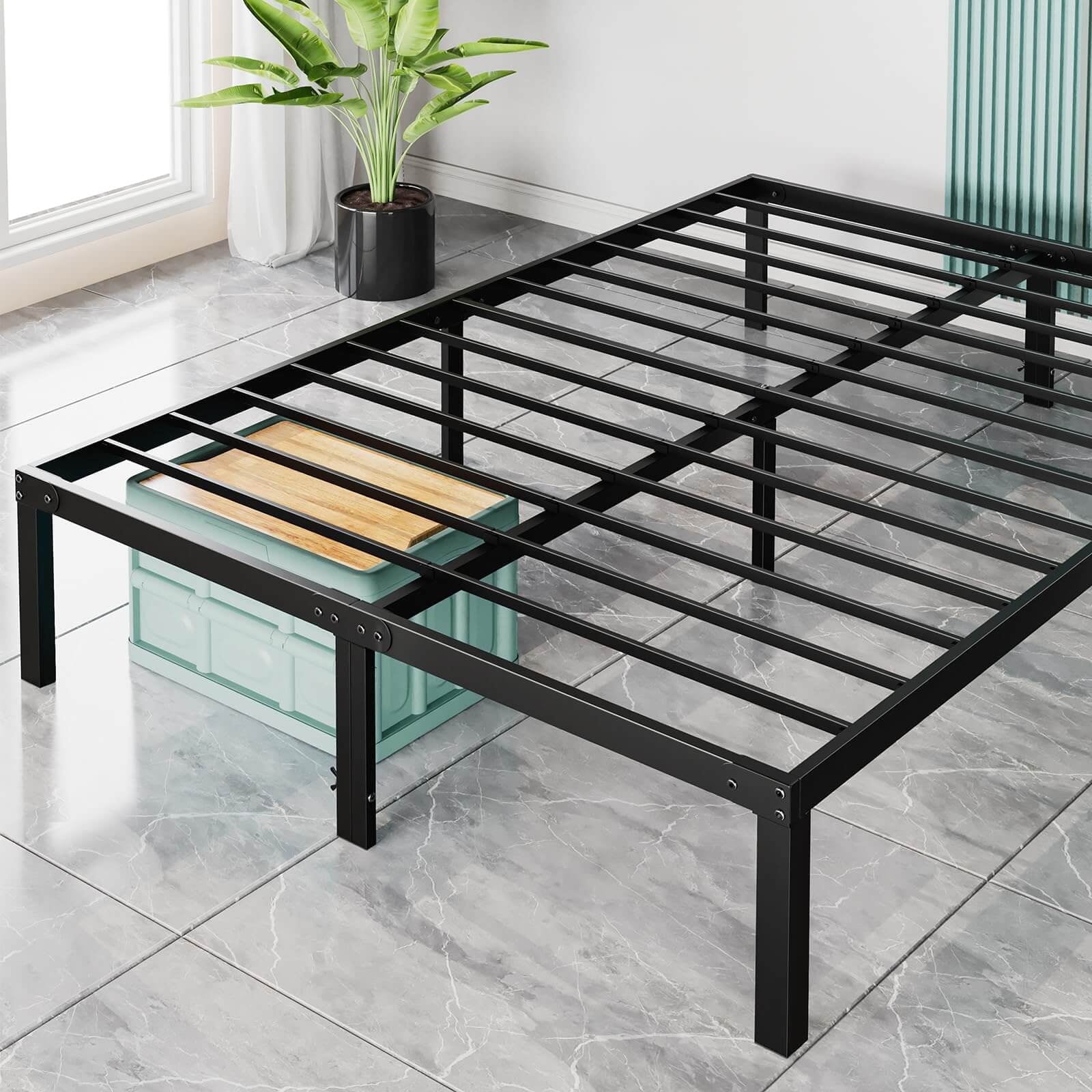 Soontrans Heavy Duty Full Bed Frame with Storage 14 inch, 3000 lbs Max ...