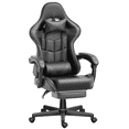 thumbnail image 1 of Soontrans Massage Gaming Chair with Footrest, Ergonomic Leather Office Chair with Lumbar Support & Headrest, Black, 1 of 8
