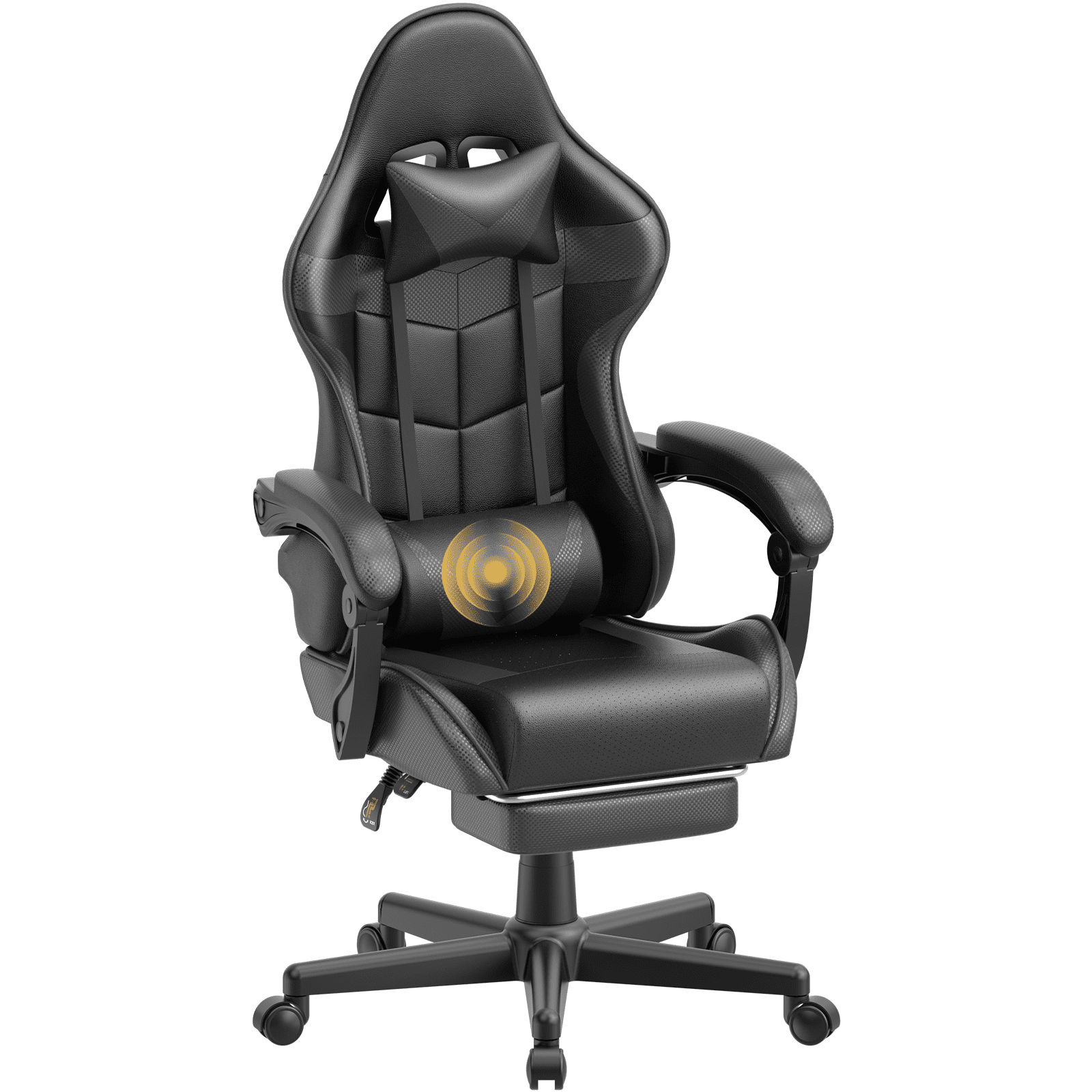 Soontrans High Back Massage Gaming Chair with Reclining Footrest