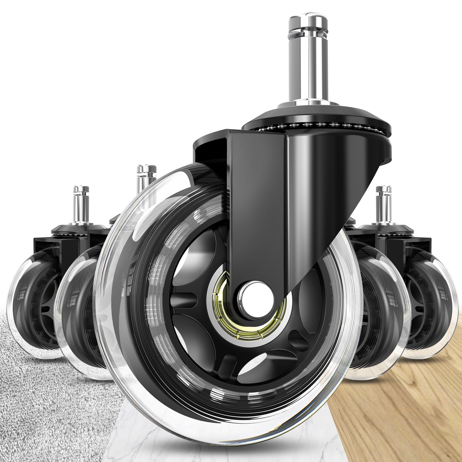 Soontrans Office Chair Wheels 10mm Stem IKEA Chairs Compatible Set of 5 Hardwood Floor Protections Walmart