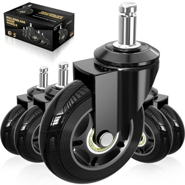 Soontrans Office Chair Wheels, Rubber Replacement Casters Wheels Set of 5, Rollerblade Swivel Heavy Duty Wheels for Office Gaming Chairs, Caster Wheels for Carpet Wood Floors