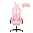 Soontrans Pink Gaming Chair Office Chair with Footrest, High Back