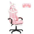 thumbnail image 1 of Soontrans Pink Gaming Chair with Footrest, Ergonomic Office Chair with Lumbar Pillow & Adjustable Headrest Support, Gamers Game Chair, Pink and White, 1 of 8