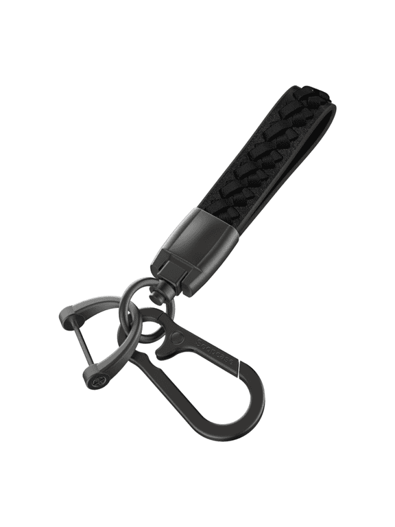 Car Keychain,Universal Metal Key Chain Accessories,Car Fob Key Keychain Holder with 360 Degree Rotatable Snap Swivel and Anti-Lost D-Ring(Black)