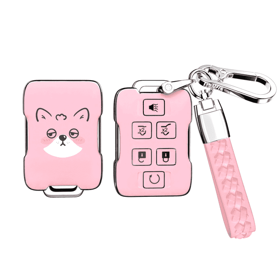 Soopcase for Chevy Key Fob Cover, TPU Chevrolet Key Fob Case with Keychain for GMC Chevy Colorado Silverado Suburban Tahoe Silverado Sierra Yukon Canyon Remote Key Vehicle (Pink,6 Buttons)