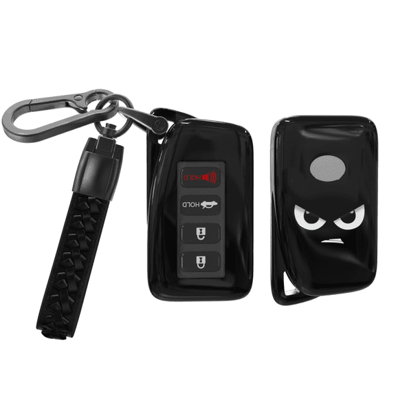 Soopcase for Lexus Key Fob Cover with Leather Keychain, Soft TPU Protective Case Compatible with 2013-2020 Lexus ES 350 GS 300 IS 250 RX 450h NX 300 Smart Key (Black,2/4 Buttons)