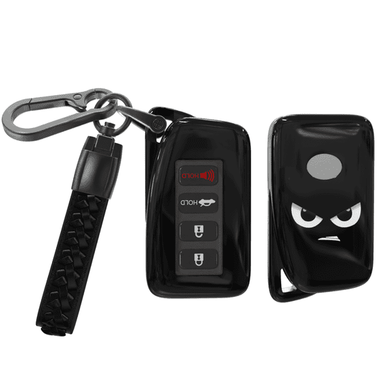 Soopcase for Lexus Key Fob Cover with Leather Keychain, Soft TPU Protective Case Compatible with 2013-2020 Lexus ES 350 GS 300 IS 250 RX 450h NX 300 Smart Key (Black,2/4 Buttons)