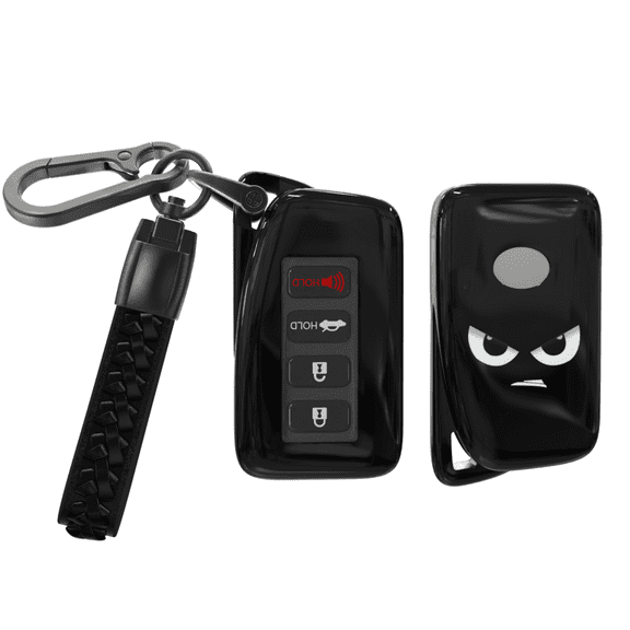 ACEBOY for Lexus Key Fob Cover with Leather Keychain, Soft TPU Protective Case Compatible with 2013-2020 Lexus ES 350 GS 300 IS 250 RX 450h NX 300 Smart Key (Black,2/4 Buttons)