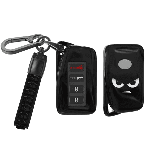 ACEBOY for Lexus Key Fob Cover with Leather Keychain, Soft TPU Protective Case Compatible with 2013-2020 Lexus ES 350 GS 300 IS 250 RX 450h NX 300 Smart Key (Black,2/4 Buttons)