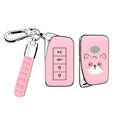 thumbnail image 1 of Soopcase for Key Fob Cover with Metal Leather Keychain, Soft TPU Case Compatible with GS GS-F ES IS IS-F RC RC-F NX LX570 RX350 RX450h (Pink,4 buttons), 1 of 6