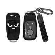 Soopcase for Benz Key Fob Cover, Soft TPU Protective Shell with Leather Keychain Compatible with Mercedes Benz A/ C/ E/ G/ E/ S-Class AMG GT CLA CLS GLA GLB GLE GLS Smart Key CaseBlack,2/4 Buttons