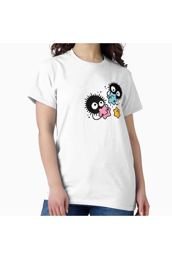 Soot Cute Whimsical Black Coal Sprites Abstract Pattern T-Shirt