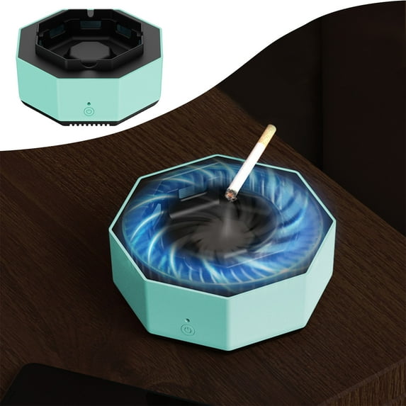 Soot-Free Ashtray, Multifunctional Indoor Ash Tray with Negative Ion Purifier, Aroma Diffuser, Flame Retardant, Auto Shutdown, for Home Office