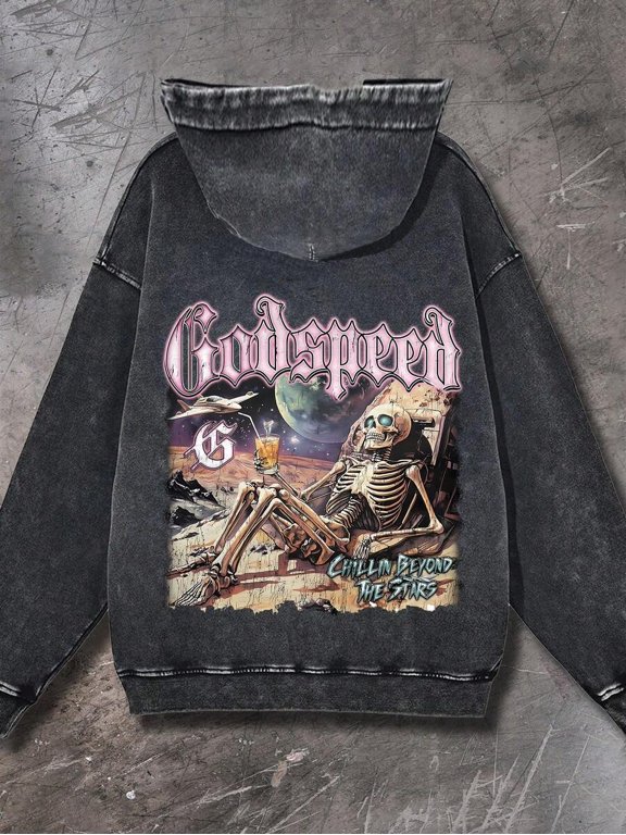 Soot Mens & Womens Washed Godspeed Chillin Beyond The Stars Skeleton Space