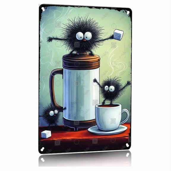 Soot Sprite Coffee Lovers Metal SigAluminum Wall Art 8x12 Inch Retro KitcheCafe Decor for Home Office Bar Coffee Shop Breakfast Nook