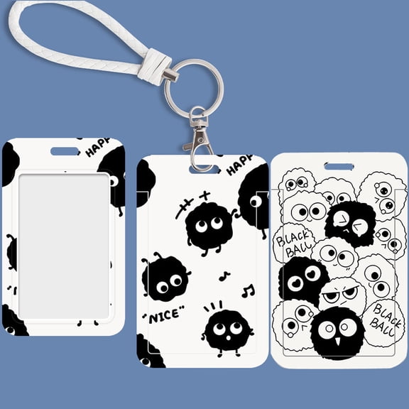 Soot Sprite ID Badge Holder with Keychain, 2 Pack,Card Protector for Keys Wallet Office School Teacher Student Nurse