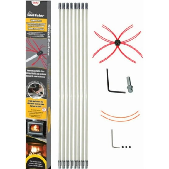 SootEater Rotary Chimney Cleaning System with 21 ft. Flexible White Rods