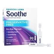 Soothe Lubricant Preservative Free Drops for Dry Eye Irritation Relief, 0.02 fl oz, 30Pack