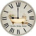 thumbnail image 1 of Soothe Relax Enjoy Old Bath House Wall Clock Rustic Bathroom Décor Farmhouse Home Decor for Restroom Toliet Washroom Battery Operated Silent Non-Ticking 10x10 Inch, 1 of 5