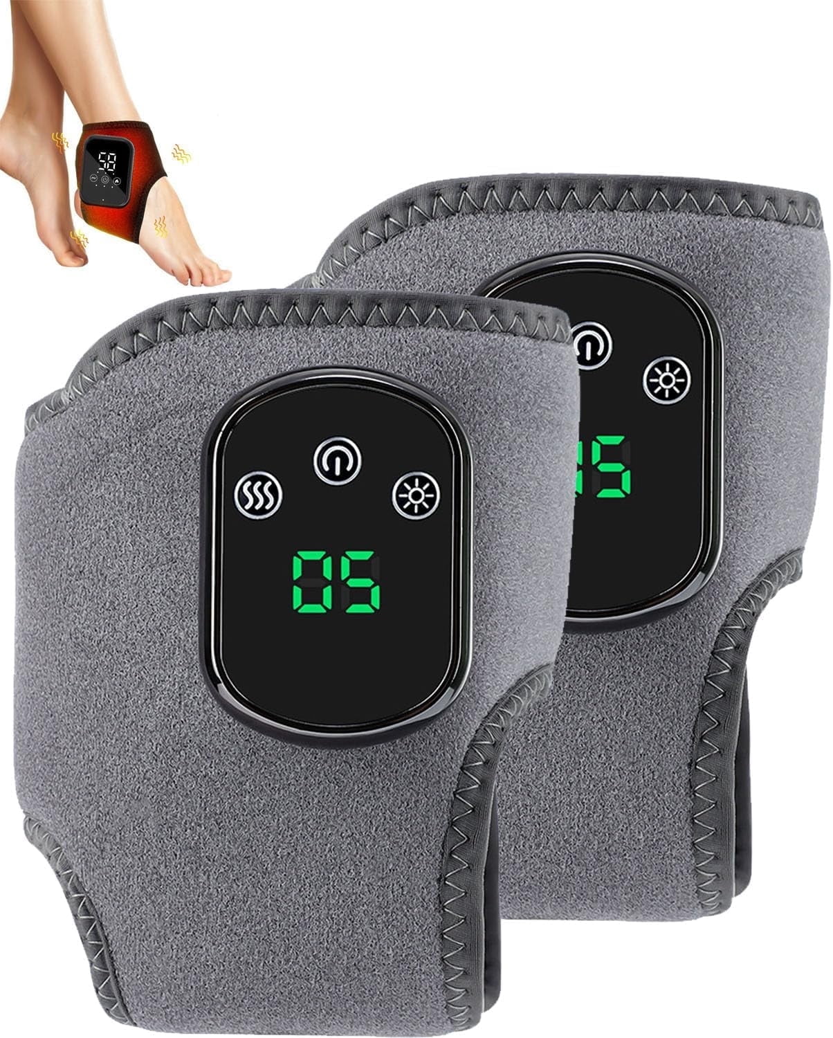 YEPOLERCE 3 in 1 Foot Massager, with 3 Vibration Mode, Heated Ankle Wrap, 5 Heat Leavel for Achilles Tendinitis and Plantar Fasciitis