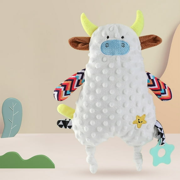 Soothing Baby Doll with Teether and Crinkle Paper – 17.3" Sensory Handkerchief Plush Toy for Infants – Multicolor Minky Fabric, Tactile Development, Travel Comfort Doll for Toddlers