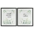 thumbnail image 1 of Soothing Bathroom Greenery Words 2 Piece Black Framed Print Under Glass Set, design by Lettered and Lined, 1 of 9