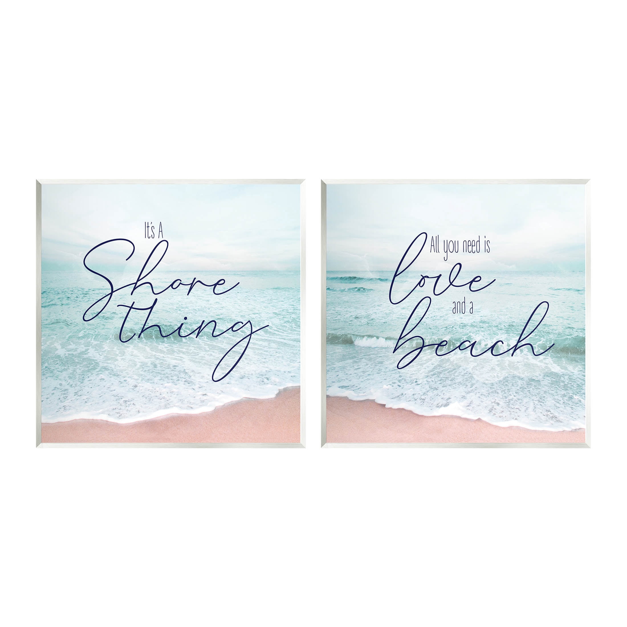 Soothing Beach Lover Phrases Coastal Graphic Art Unframed Art Print Wall Art, Set of 2