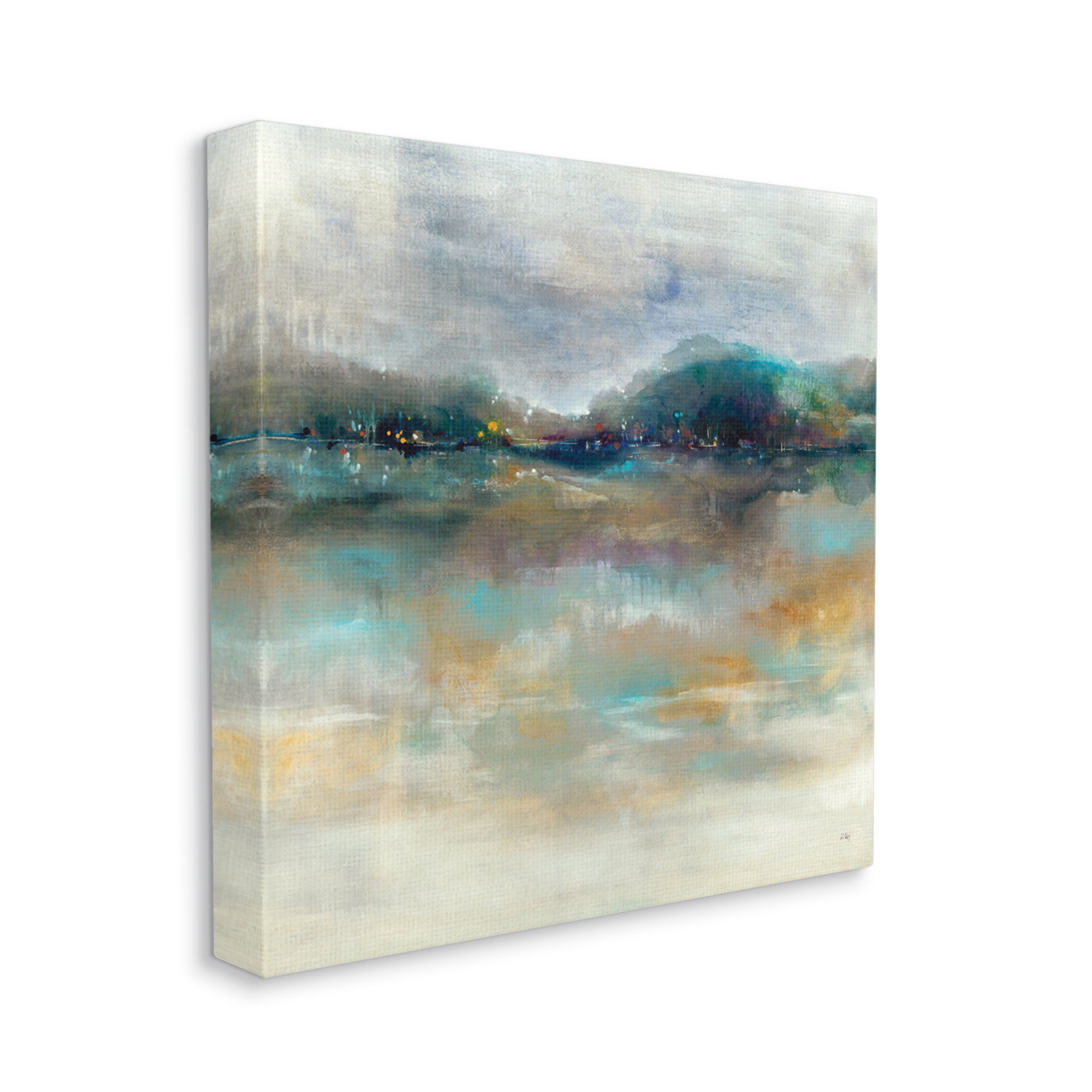 Stupell Industries Soothing Lakefront Abstract Distant Reflecting Lights ,24 x 24,Designed by K. Nari
