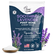 Foot Cure Soothing Lavender Foot Soak - Pedicure Foot Spa with Epson Salts for Soaking Feet, Athletes Foot, Callus Softening, Foot odor Scent 16oz
