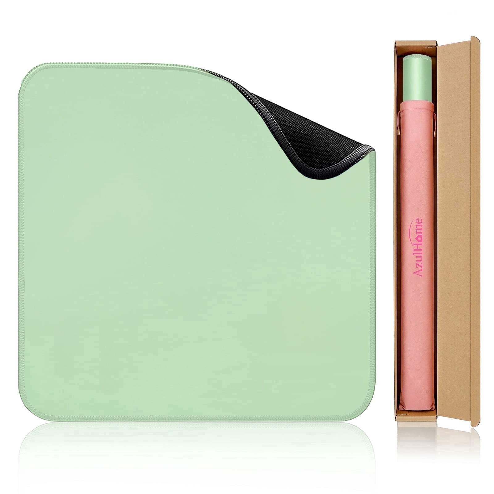 Soothing Mahjong Mat with Carrying Bag, Macaron Green Noise Reducing Anti-Slip Pad for Game Nights, Premium Velvet Bag for Cards & Board Games