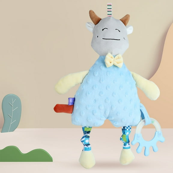 Soothing Plush Doll with Teether, Handkerchief Comfort Toy, Sensory Play Toy, Minky Fabric Plush Toy, Interactive Infant Toy, Soft Baby Toy, Emotional Development Toy, Portable Comfort Toy