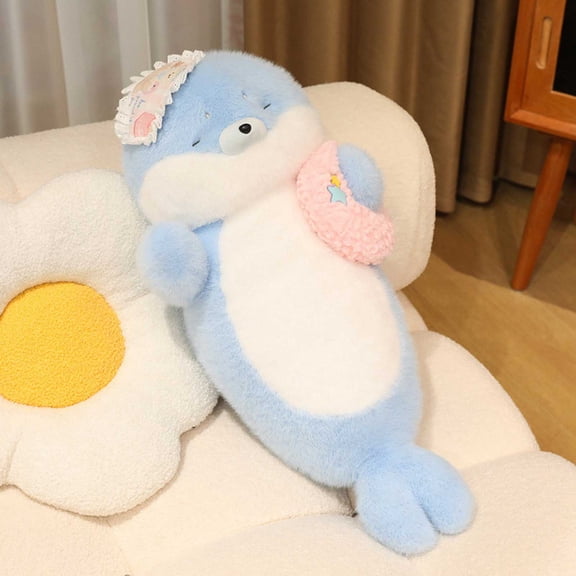 Soothing Seal Breathing Animal Companion Rhythmic Motion Sleep Aid Decorative Cuddle Buddy 28x8Inch F