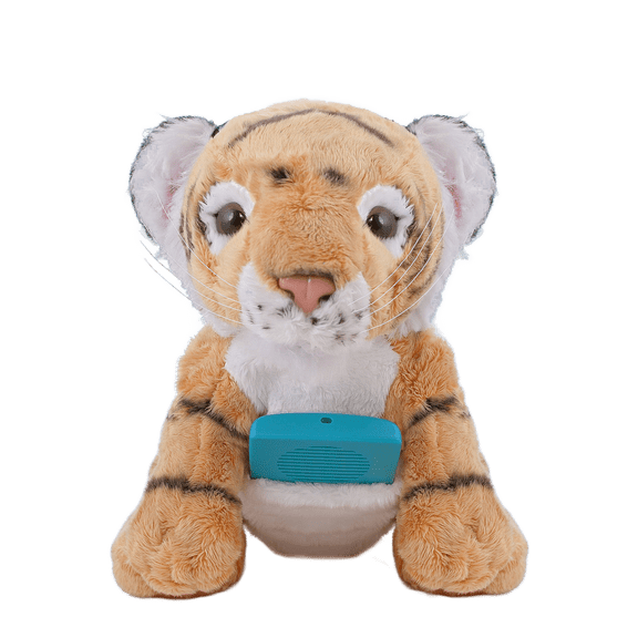 Soothing Sounds Sleepy Tiger Wildlife Bible Storyteller Plush for Children with MegaVoice Solar+ for Kids Audio Bible Player