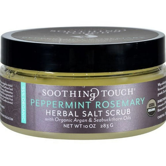 Soothing Touch 1576206 10 oz Gluten Free Organic Herbal Salt Scrub, Peppermint Rosemary