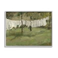 thumbnail image 1 of Soothing Yard Clothesline Scene Landscape Painting Gray Framed Art Print Wall Art, 1 of 7
