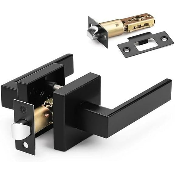 Soovesta 1 Pack Privacy Door Handles,Heavy Duty Matte Black Door Lever Hardware,Keyless Interior Door Knob Lockset for Bedroom Bathroom-Black