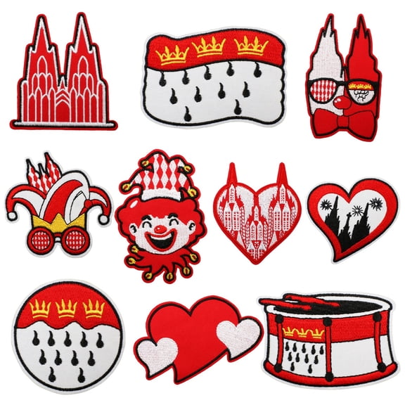 Soovim 10Pcs Clown Embroidered Patch Set, Circus Applique Assortment for DIY Garment, Backpack & Carnival Repair