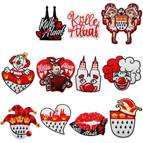 Soovim 12Pcs Clown Costume Embroidered Patches, Circus Applique Set for Halloween, Carnival & Jacket Hat Embellishment, Iron or Sew On