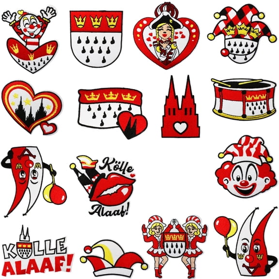 Soovim 16Pcs Clown Embroidered Patches, Large Circus Applique Set for Party Favors, Group & Carnival Events