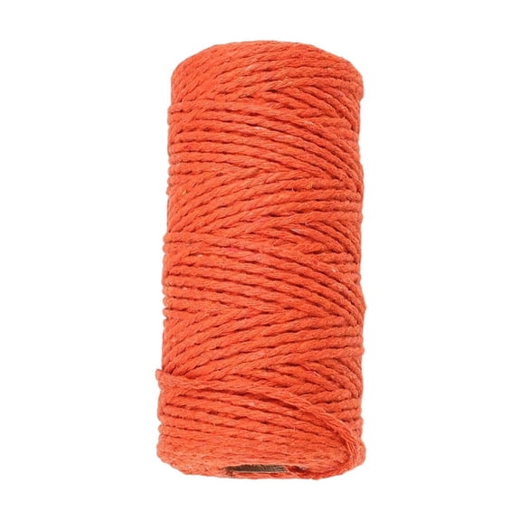 Soovim 2mm Colored Cotton String 100m, Natural Cotton Twine Rope for Gift Wrapping DIY Crafts Gardening, Multipurpose Cotton Cord for Baking Kitchen Tying Decoration, Orange