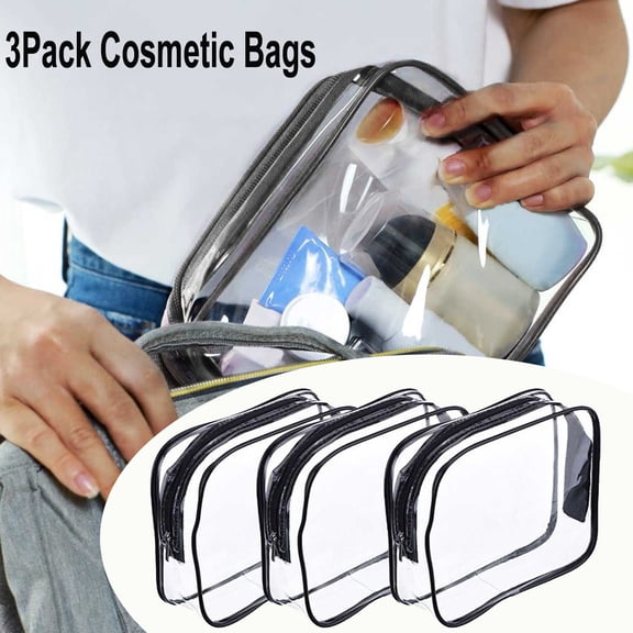 Soovim 3PCS Travel Toiletry Bags, Cosmetic Storage Bag Multi-Function Wash Bag Clear Waterproof Makeup Bag