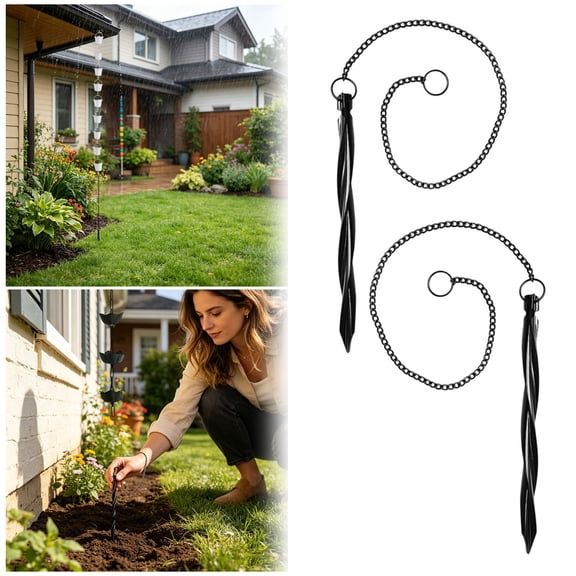 Soovim 8.5FT Metal Rain Chain for Gutters, Decorative Rain Chain Downspout Replacement, Outdoor Garden Rain Catcher with Soothing Water Sound