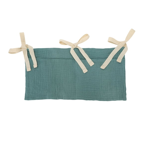 Soovim Crib Hanging Organizer Bag, Nursery Storage Caddy with 2 Pockets, Baby Diaper Toy Teether Holder, Bedside Rail Organizer for Baby Essentials, Nursery Room Storage
