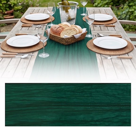 Soovim French Gauze Twisted Thread Table Runner, Boho Cheesecloth Tablecloth for Wedding Party Farmhouse, Rustic Gauze Fabric Table Decor (55 x 300 cm)